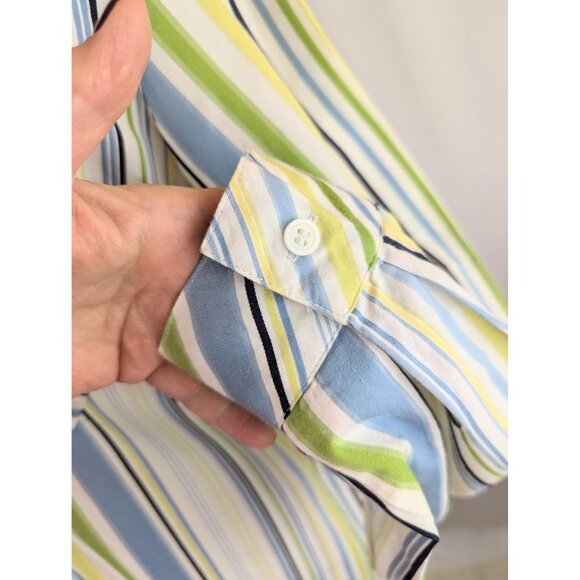 Women’s Striped Cotton Oxford Dress Shirt Size Large Button Down Office Blouse - Picture 4 of 5